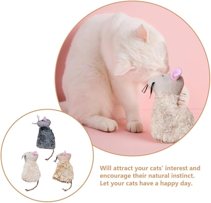 Ipetboom 9pcs Catnip Toys for Cats Refillable - Interactive Cat Chew Toys for Indoor with Natural Jute Tail and Long Fur - Durable Plush Mouse Pet Fun Tool for Hunting Boredom Relief