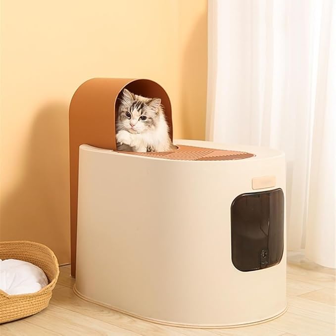 Pet Supplies, Large Hooded Cat Litter Box with Lid,Anti Splash & Easy Clean Tray(Pink)