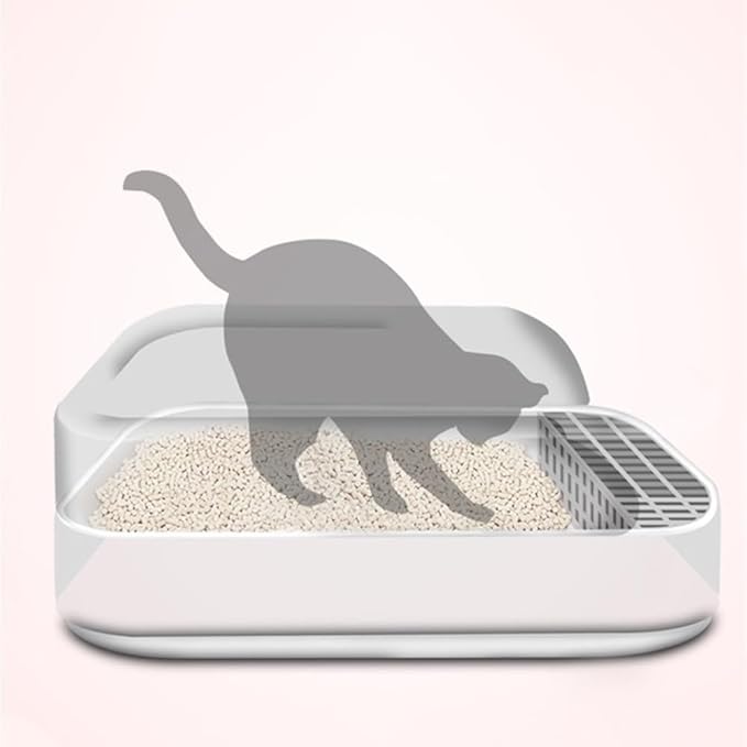 Pet Supplies, Large Open Cat Litter Box with High Sides & Scoop, Tool-Free Assembly
