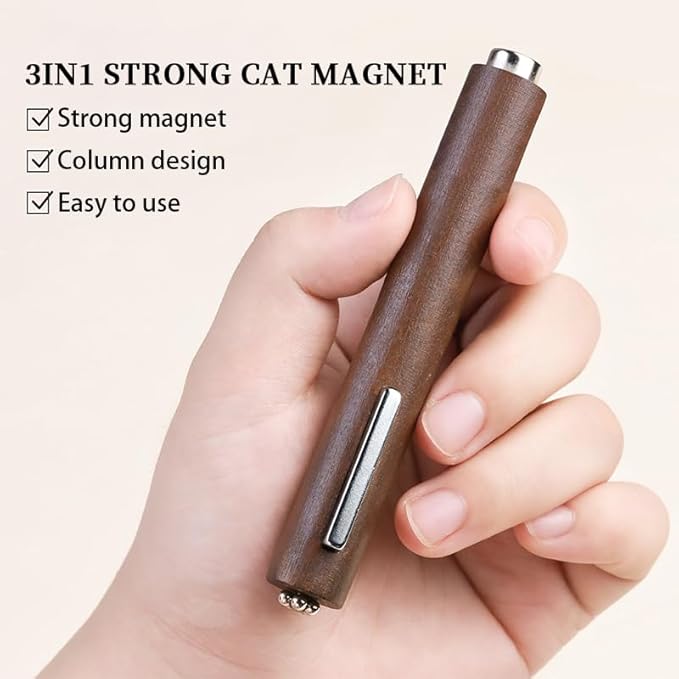 BORN PRETTY 3-in-1 Cat Magnetic Eye Magnet for Nails,Multi-Function Nail Magnets Round & Square & Flower Cat Magnetic Eye Gel Nail Polish Magnet Pen 3D Magnetics Nails Polish Stick Design Tools(Brown)
