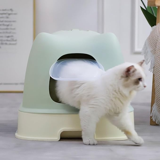 Pet Supplies, Large Covered Cat Litter Box with Lid & Scoop, Enclosed Indoor for Medium & Big Cats(Blue)
