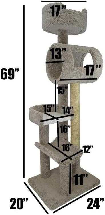 HomeStock Cat Tower Large Multi-LevelCarpeted Cat Tree with Scratching PostsCat Furniture for Indoor Cats Neutral