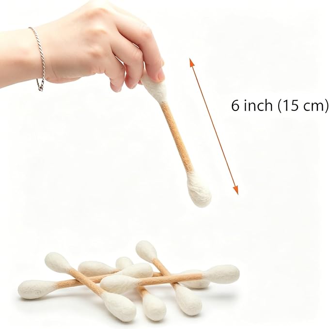 6 Pk Cotton Swab Cat Toy with Catnip, Giant Cat Qtip Toy Chew Sticks for Indoor Boredom, Big Interactive Felt Kitty Kicker Play Lover Gift Accessories1 (Beige)