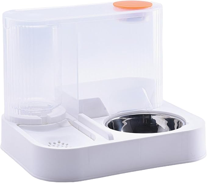 Pet Mealtime Solution: Automatic Feeder and Waterer Combo for Cats and Dogs, with Steel Bowl
