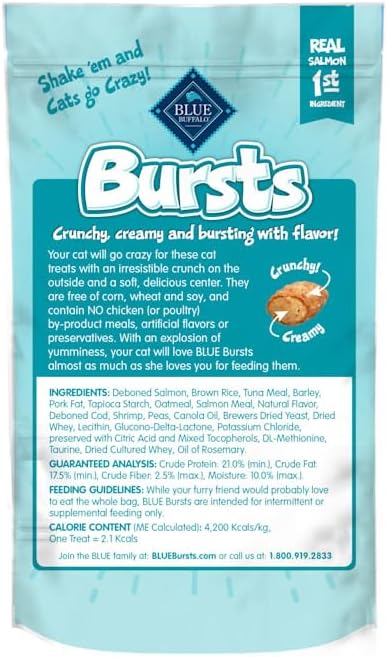 Blue Buffalo Bursts Great for Training Savory Seafood Crunchy & Creamy Cat Treats 2 oz.