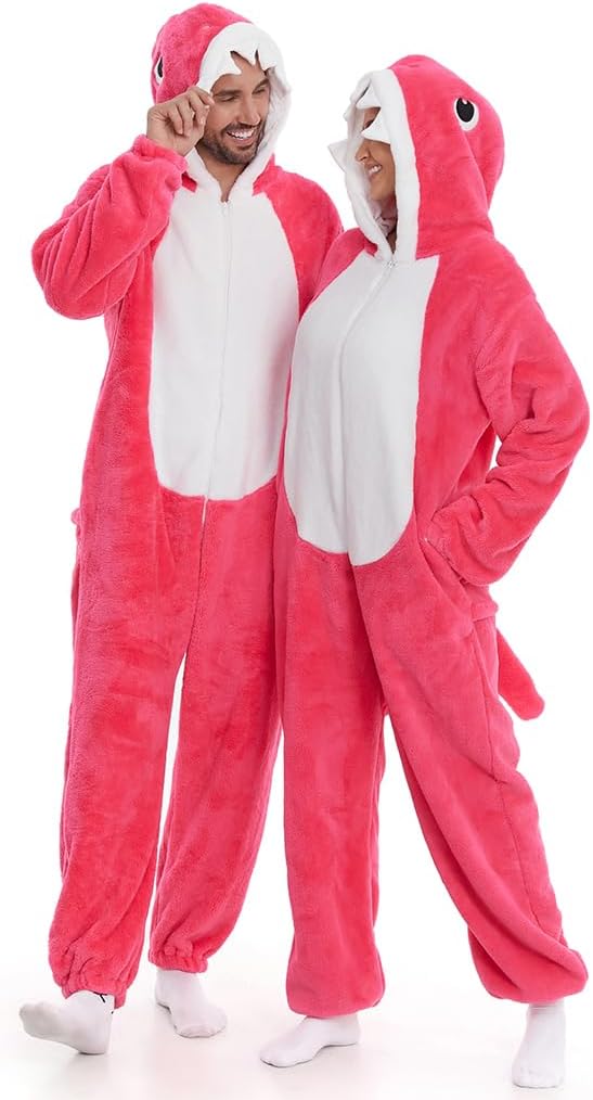 HSCTEK Fuzzy Teddy Fleece Adult Onesies Pajamas - Teen Long Sleeve Zip Up Hooded Blanket Sleep - One Piece Costume