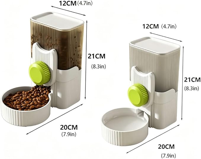 Pet Dog Cat Hanging Automatic Feeder and Water Dispenser Set, 2-in-1 Gravity Pet Food & Water Bowl for Cage, No-Spill Small Dog Rabbit Food Dispenser (Green)