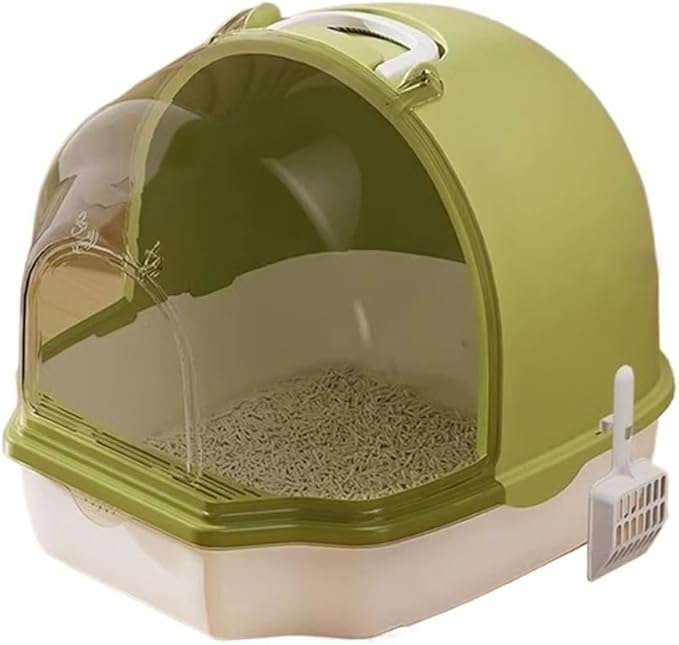 Pet Supplies, Enclosed Cat Litter Box with Door, Large Anti-Splash Toilet for Cats(Green)