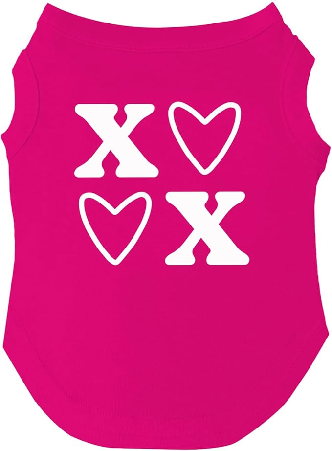 XOXO Valentine's Day Dog Tee Shirt | Sleeveless | Sizes for Puppies, Toys and Large Breeds (Hot Pink, X-Large 978)