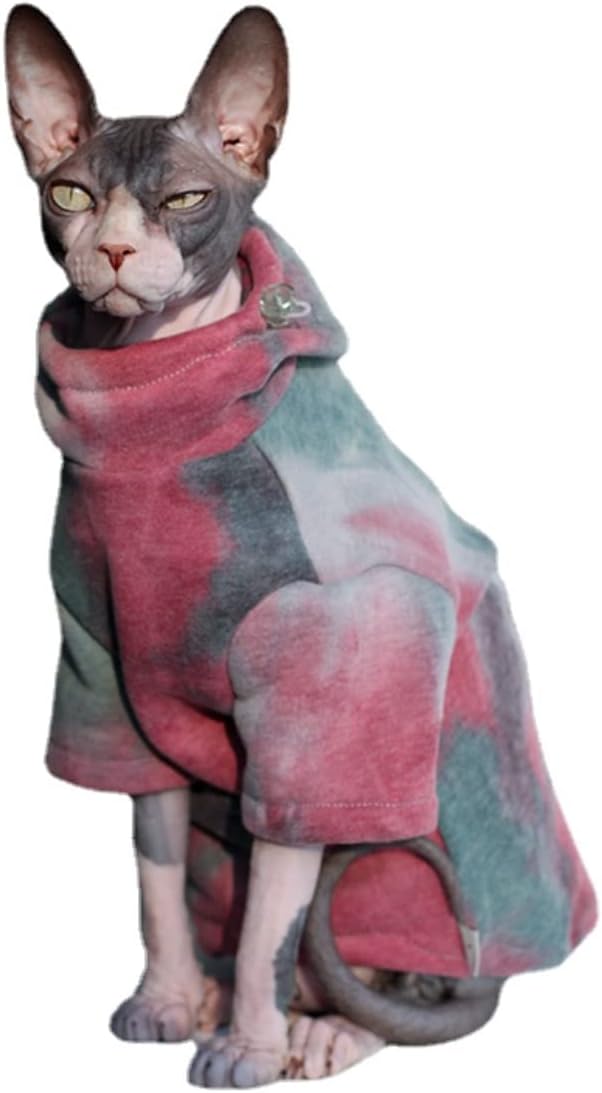 Sphynx Cat Clothes Hairless Cat Clothes Devon Rex Clothing Autumn Winter Fleece-Lined Warm Cats Jacket for Small Dog Cat Hoodie (XXL)