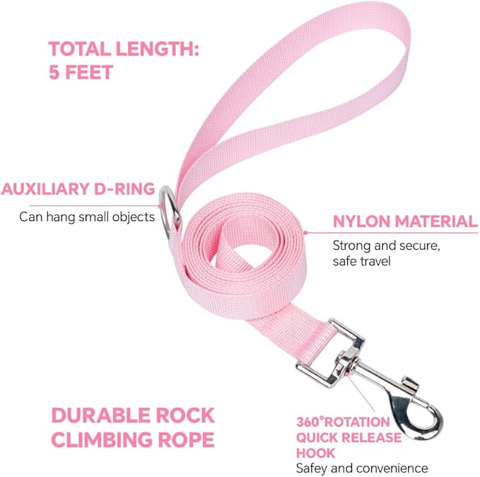 Cat Harness and Leash Set with AirTag Holder: Upgraded Escape Proof Vest with Lead for Small Dog Puppy Large Cat Walking，Soft Breathable Mesh Coat with Reflective Strip (Pink, XL)