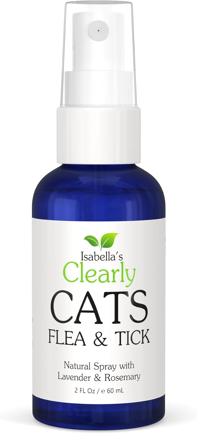 Isabella's Clearly Cats | Ticks and Fleas Product with Rosemary and Lavender | Topical Spray for Cats. Smells Great. Made in USA.