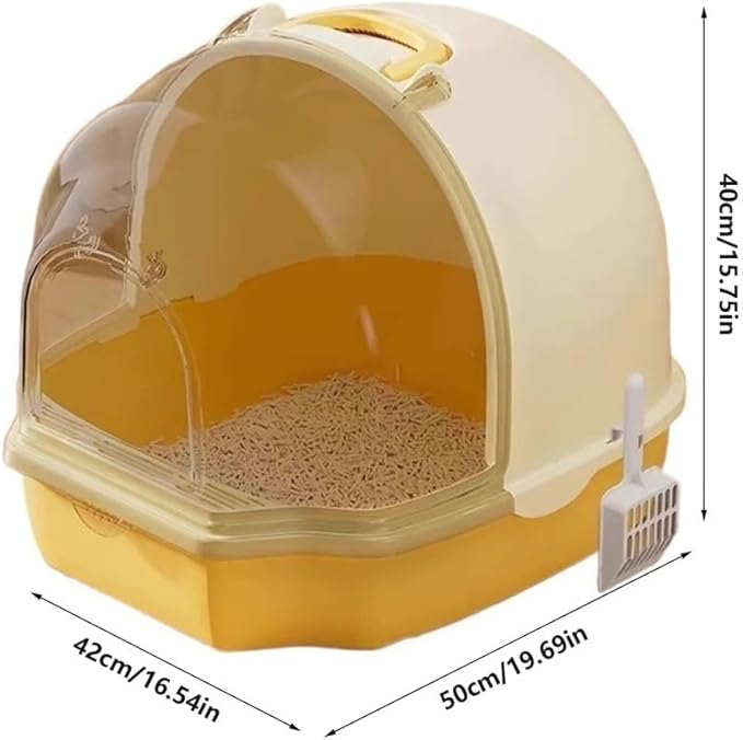 Pet Supplies, Enclosed Cat Litter Box with Door, Large Anti-Splash Toilet for Cats(Blue)