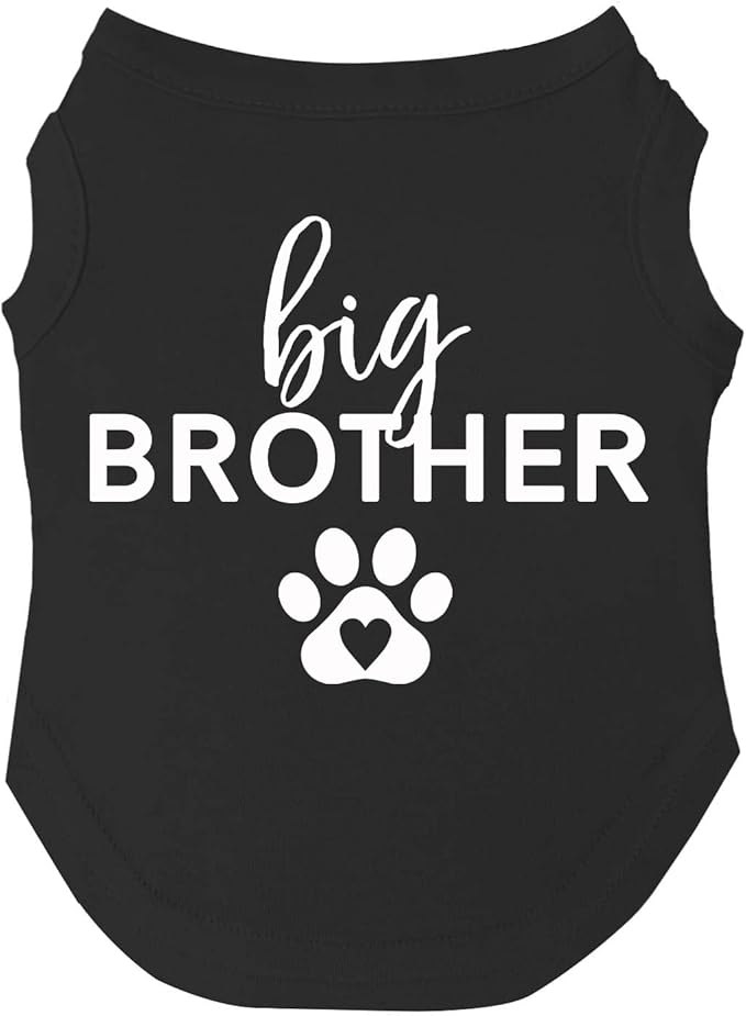 Big Brother with Paw Dog Tee Shirt | Sleeveless | Sizes for Puppies, Toys and Large Breeds (Black, 6X-Large 87)