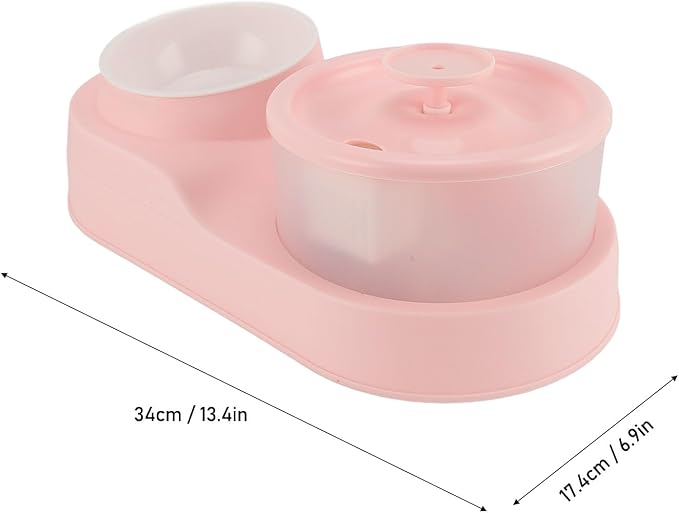 Cat Water Fountain and Food Bowl, Automatic Pet Water Dispenser with Plastic Bowl, High Capacity Cat Feeder and Waterer Combo, Pet Feeding & Watering Supplies for Cats, Dogs