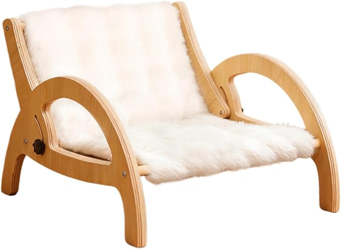 Cat Scratcher Couch, Pet Scratch Lounge, Wooden Frame Recliner, Sisal Claw Panel Adjustable Back Support, Furniture Protector Space Saving Design, Indoor Kitten Resting Bed Carpet