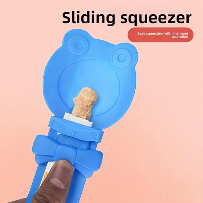 Purée Pops + Blue Feeding Spoon, Grain-Free, Lickable, Squeezable Creamy Cat Treat/Topper, 20 Tubes, Chicken and Seafood Mix Variety