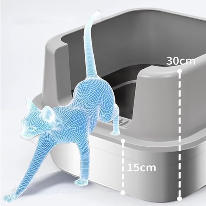 Pet Supplies, Stainless Steel Cat Litter Box, Extra Large High Sides with Scoop, Non-Sticky & Easy Clean