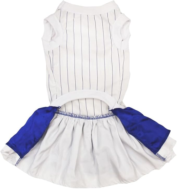 Petitebella USA Twins Heart Puppy Dog Dress (Stripes/Blue White, X-Large)