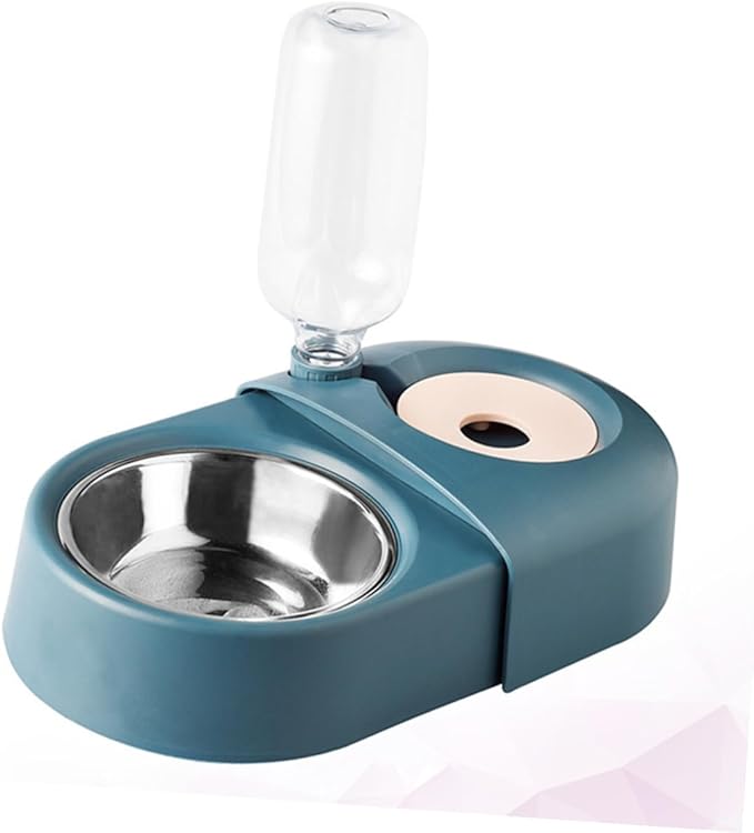 VICASKY Automatic Pet Feeder and Water Bowl, Blue Anti-Spill Dog and Cat Feeding Dish for Home Use, Sturdy Food-Grade Plastic Pet Feeding Bowl for Dogs and Cats