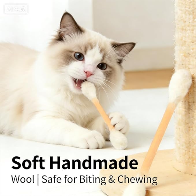 Cotton Swabs Cat with Catnip, 6 Pk Giant Kitten Chew Sticks for Indoor Boredom, Durable Dental Teething Ropes, Big Interactive Felt Kitty Kicker Play Lover Gift Accessories (Red)