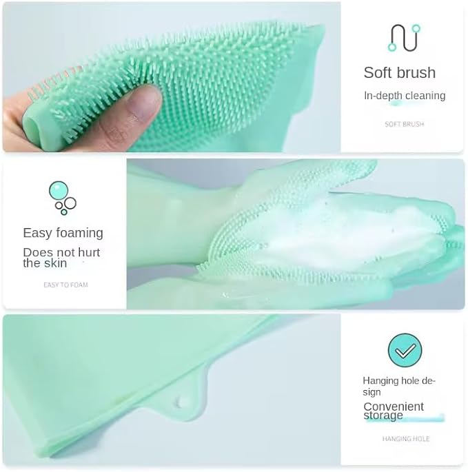 PETLUXE, Pet Grooming Gloves for Dogs & Cats, Silicone Deshedding Brush, Gentle Fur Remover, Bathing & Massage Gloves. 3 Colors Variation (Green)