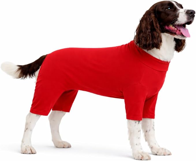 Lovelonglong Dog Full Bodysuit – Stretchy Yoga Fabric 4-Leg Dog Pajamas, Breathable & Lightweight Dog Onesie for Indoor & Outdoor, Shedding Control & Travel Wear