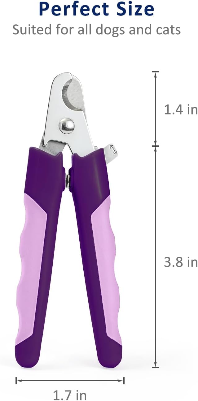 WePet Pet Nail Clippers U07.3, Professional Claw Trimmer, Scissor for Cats, Dogs, Puppies, Kittens, Hamsters, Rabbits and Small Animals, Sharp, Safe, M, Pink/Purple