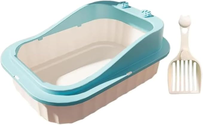 Cat Litter Tray cat Toilet Anti Splash Supplies Semi Enclosed Tall Detachable Kitty Litter Pan Cat Litter Tray 11.42" W x 6.3" H x 16.45" L (Blue)