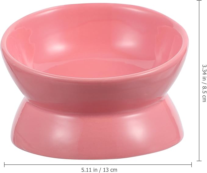 Ceramic Elevated Cat Bowl Tilted Raised Pet Feeder Bowl Neck Protection Non-Slip for Indoor Cats Feeding and Watering Random Color