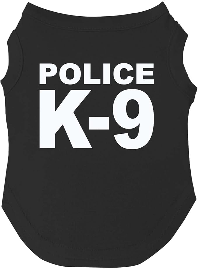 Police K-9 Dog Tee Shirt | Sleeveless | Sizes for Puppies, Toys and Large Breeds (Black, X-Small 93)