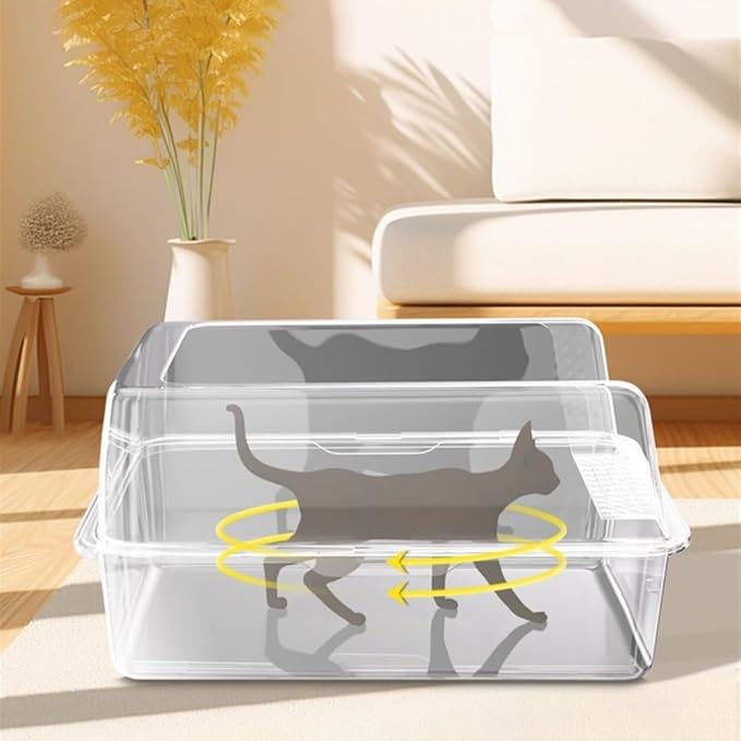 Pet Supplies, Stainless Steel Cat Litter Box, High Sides with Scoop, Easy Clean Non-Stick for Multi-Cats