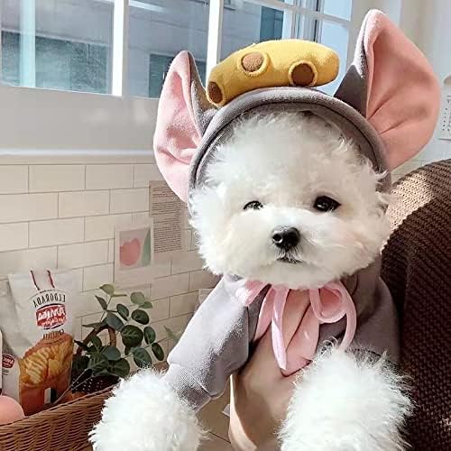 Pet Clothing Dog Transformation Frog Hoodie Autumn and Winter Warm Small Large Dog Method Dou Cat Bullfighting Clothes (Dark Gray Mouse,S)