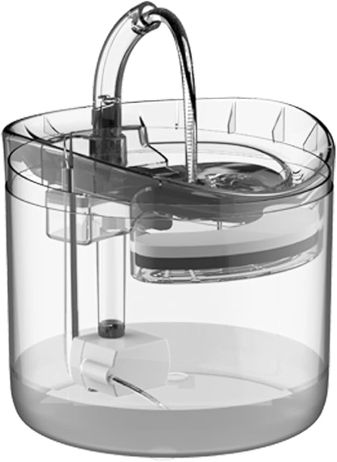 Cat Fountain, Pet Water Dispenser Water Bowl 1.8L Cat Water Fountain with Triple Filtration Automatic Pet Drinking Waterer Bowls Transparent for Indoor Cat Dog