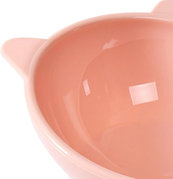 Raised Cat Food Bowl, 15° Tilted Whisker Friendly Dog Water Bowl Anti Vomiting Pet Dishes Puppy Ergonomic Feeding Set Supplies for Cats and Puppies (Pink)