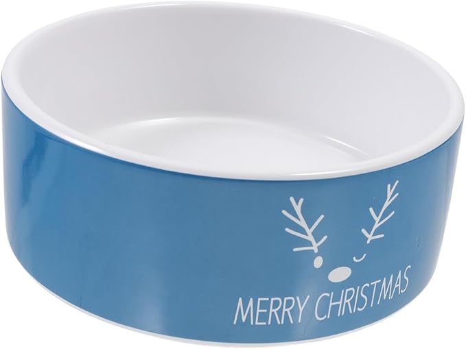 ORFOFE 1pc Christmas Elk Pattern Ceramic Cat Bowl Cute Festive Pet Food Container for Cats and Easy Holiday Feeding and Watering