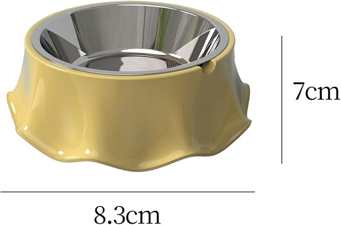 Cat Bowls Indoor Cats Cat Food Bowl Easy Cleaning Anti Over Turning Cat Feeding Bowls Anti Slip Smooth Surface Lightweight for, Yellow