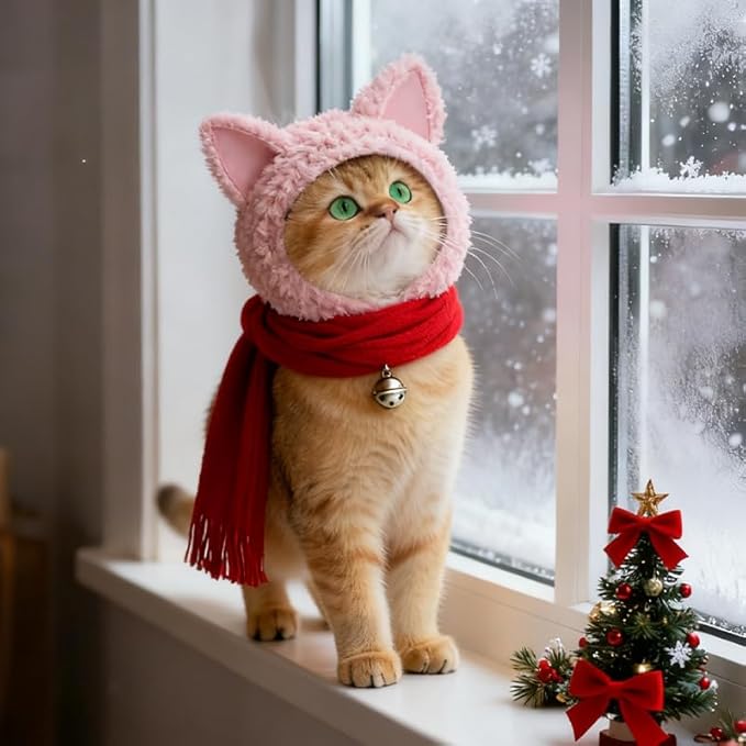 Dog Cat Hats for Cats Small Dogs Cat Costumes for Cats Pets Head Ear Covers for Dogs Pet Cap Headwear for Dog Headdress Headgear Pets Ear Muffs Noise Protection Pet Christmas Neck Warmer Headband