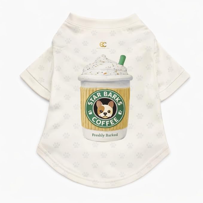 Luxury Designer Dog T Shirt – Trendy Puppy Clothes for Small Dogs, Fashion Pet Tee for French Bulldogs & Chihuahuas, Everything Chic Dog Apparel (StarbarksTee, Medium)