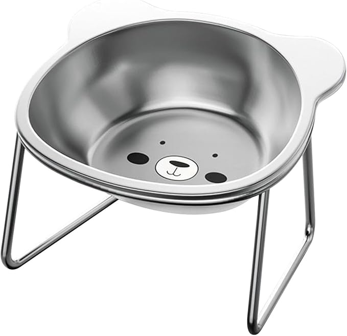 Elevated Cat Bowls, 4.9" Extra Wide Stainless Steel Cat Food Bowls with Anti-Slip Metal Stand Whisker Friendly Water Dishes for Indoor Cats and Small Dogs Cats Dishes Cats Food Dish
