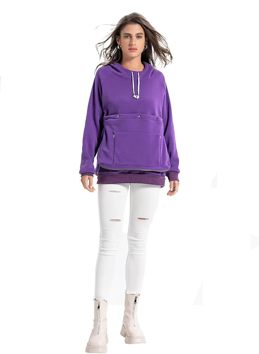 Unisex Cat Pouch Hoodie Long Sleeve Kitten Puppy Holder Hoodies Front Large Pouch Pet Carrier Sweatshirt