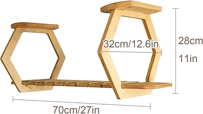2Pcs Cat Bridge Shelves for Wall, Sky Corridor, Wooden Cat Wall Furniture, DIY Freedom Assembly