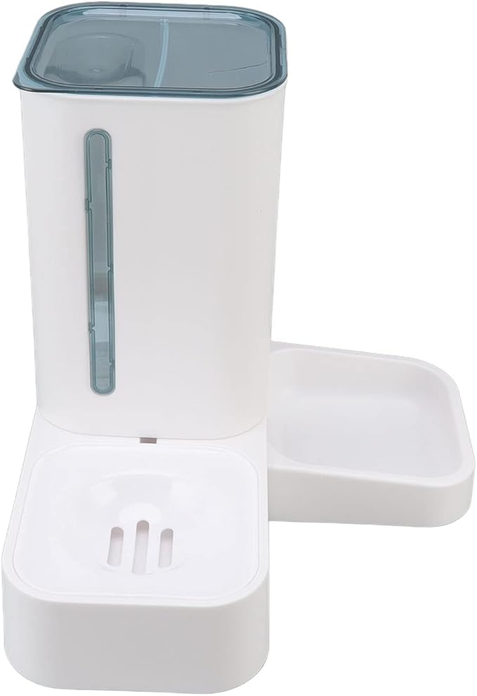 Focket Automatic Cat Feeder, 2 in 1 Gravity Design with Large Capacity 1.5L Water Bucket 2.2lb Food Bowl, Visual Level Window Indicator, Dog Feeding Station with Removable Parts for