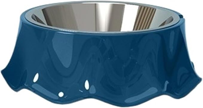 2pcs Cat Bow Kitten Puppy Food Feeding Bowls Stainless Steel Cats Drinking Feeder Pet Dogs Feeders(Blue)