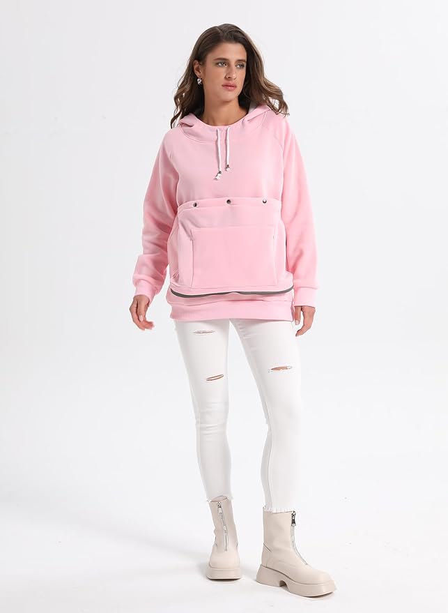 Unisex Cat Pouch Hoodie Long Sleeve Kitten Puppy Holder Hoodies Front Large Pouch Pet Carrier Sweatshirt