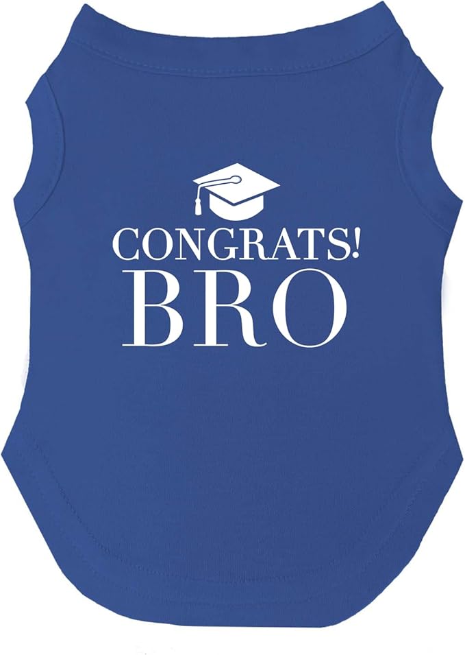 Congrats Bro Dog Tee Shirt | Sleeveless Breeds | Graduation | Family Support | Class of 2026 |Royal Blue, X-Large 1568