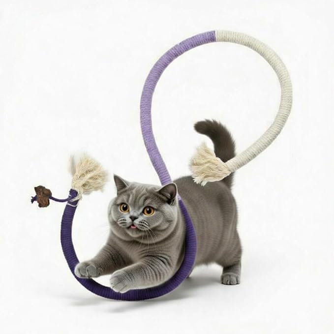 Cat Chewing Ropes Toys 3pcs with Refillable Natural Catnip, Safe Teeth Cleaning Chew Toy for Indoor Kittens, Interactive Cat Nip Kitty Toys for All Breeds (27.5 Inches)