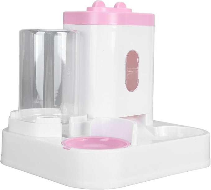 2 in 1 Automatic Cat Feeder and Water Dispenser, Large Capacity Self Feeding Dog Food Dispenser Gravity Food Bowl with 1l Water Tank for Multiple Pets (Roseate)