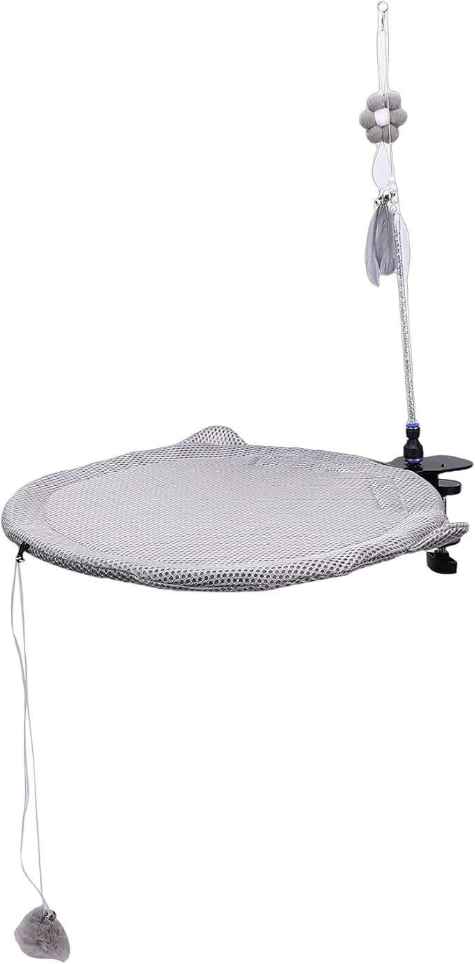 Fabater Cat Desk Bed, Space Saving Adjustable Breathable Mesh Cat Hammock, Desk Bed with Removable Washable for Desktops Indoor Cats Kitten Furniture