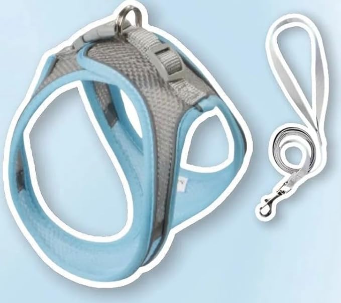 Cat Harness and Leash, Cat Harness Escape Proof, Soft Adjustable Cat Leash, Easy Control Breathable Reflective Strips Jacket (Blue)